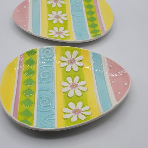 2 Pier 1 Imports Holiday Easter Egg Candy Plate Dish Pastel Colors Daisy 9" Wi - Picture 2 of 9